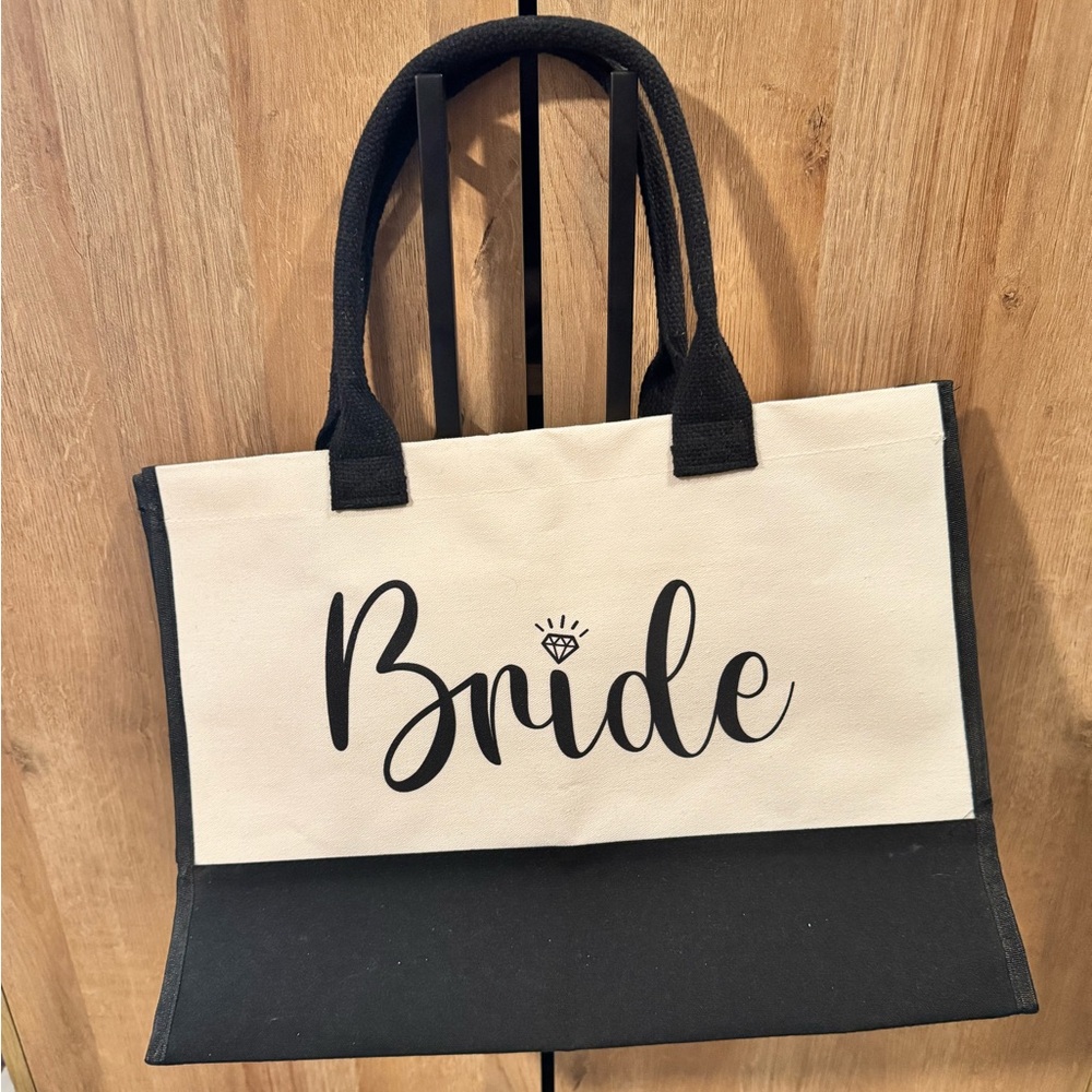 Bride Canvas Tote Bag - Black and White